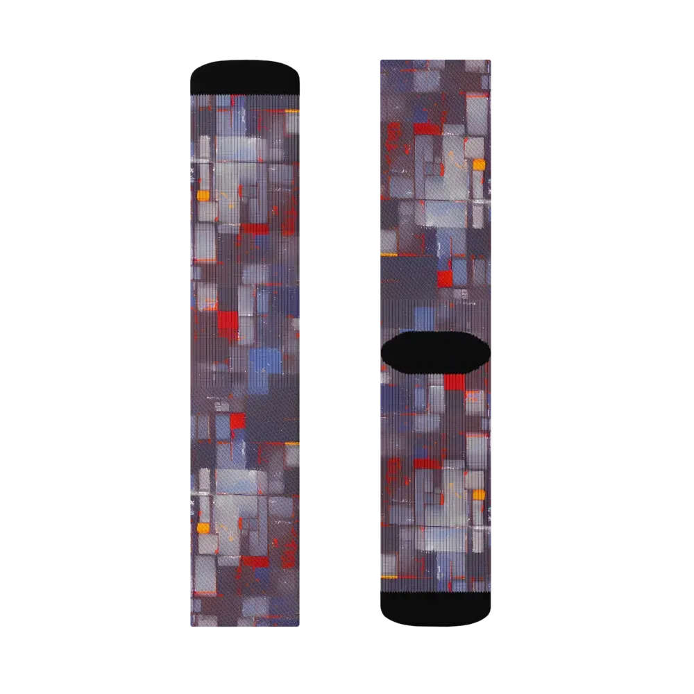 Cubist Rhythm on Socks — Right Sock