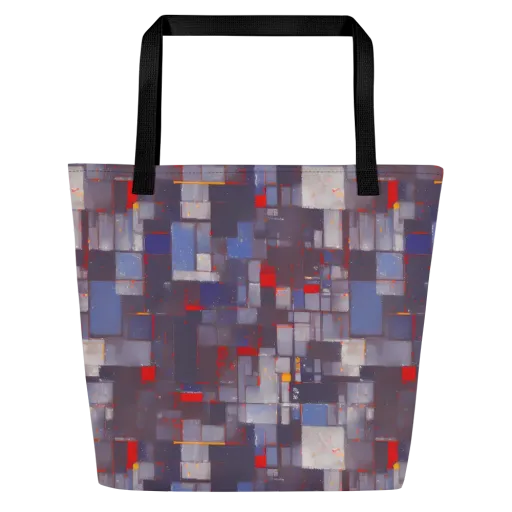 Cubist Rhythm on a Large Tote Bag W/ Pocket