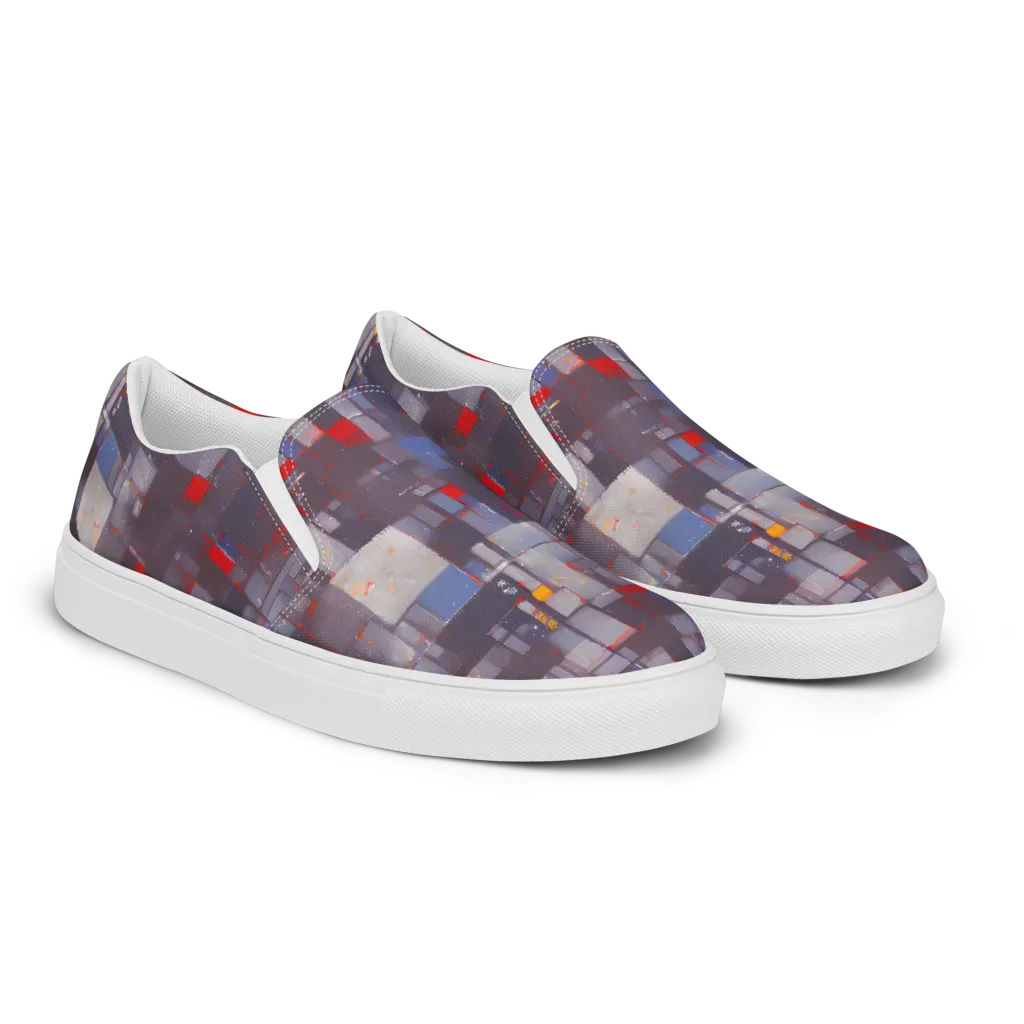 Cubist Rhythm on Women's Slip-On Canvas Shoes — Right Front