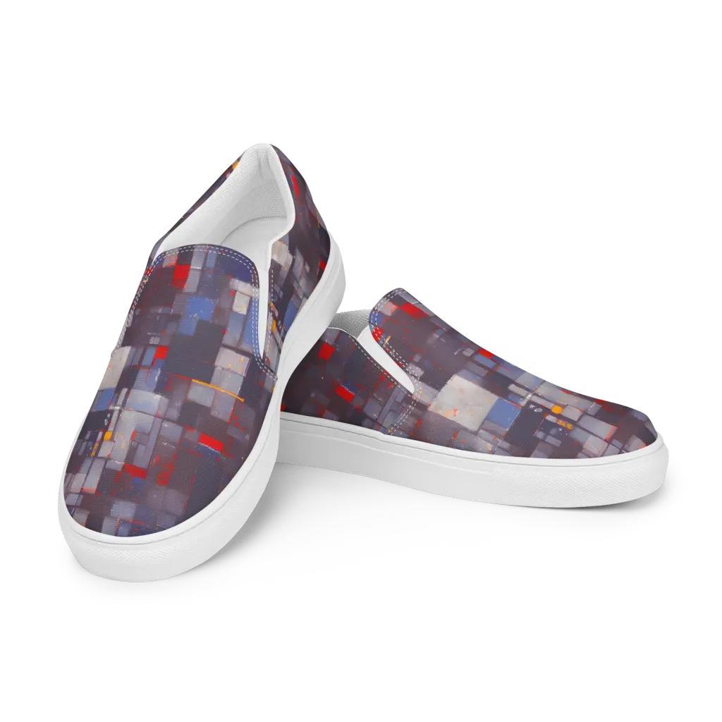 Cubist Rhythm on Women's Slip-On Canvas Shoes — Left Front