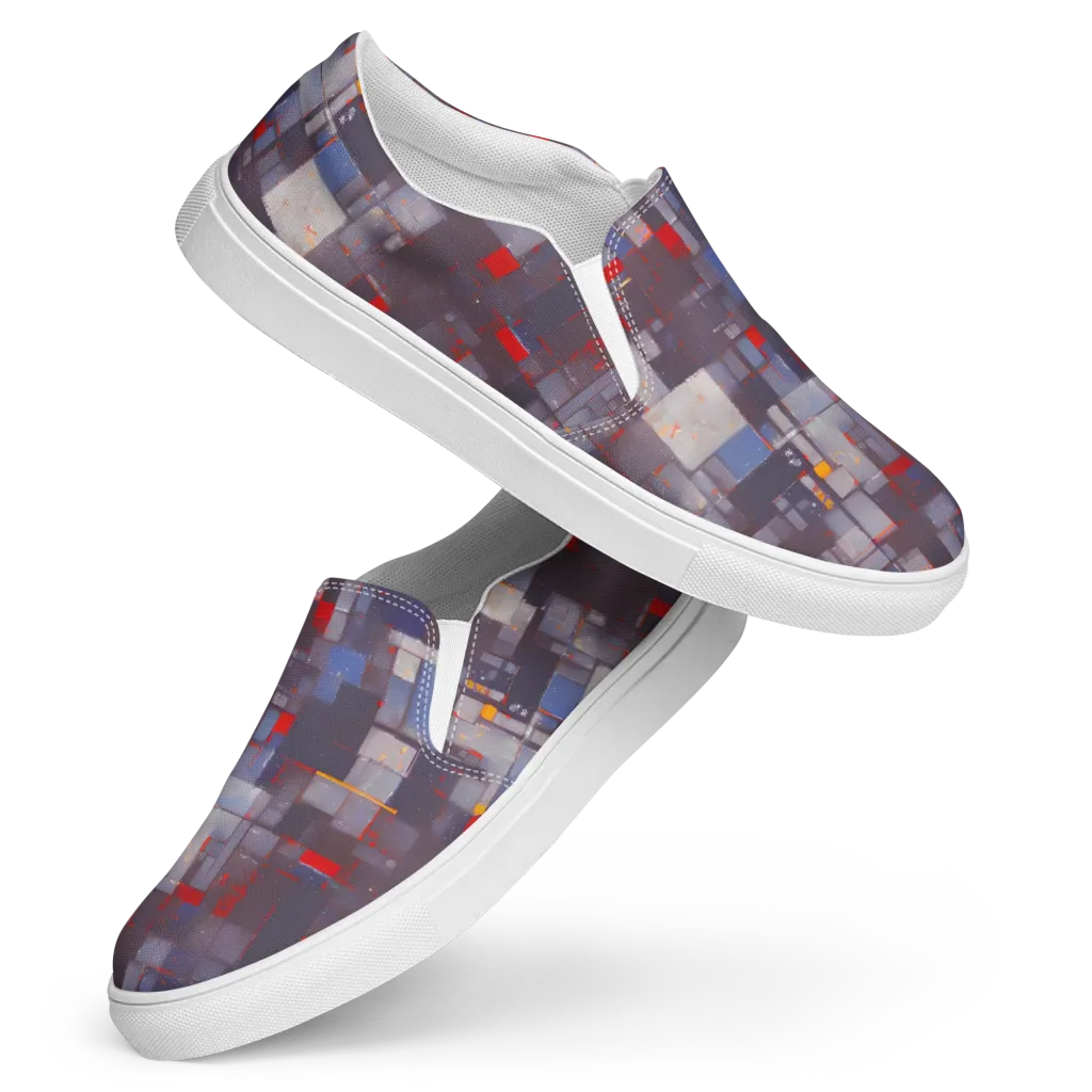 Cubist Rhythm on Women's Slip-On Canvas Shoes — Front