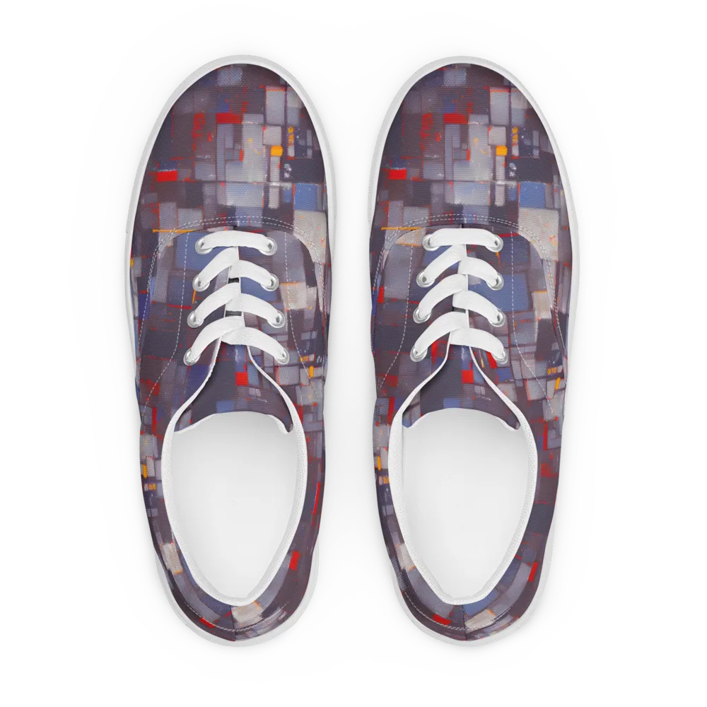 Cubist Rhythm on Men's Lace-Up Canvas Shoes — Front