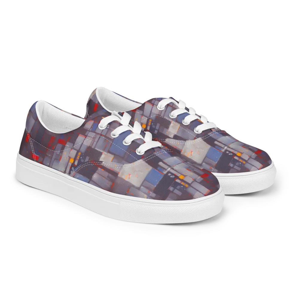 Cubist Rhythm on Men's Lace-Up Canvas Shoes — Right Front