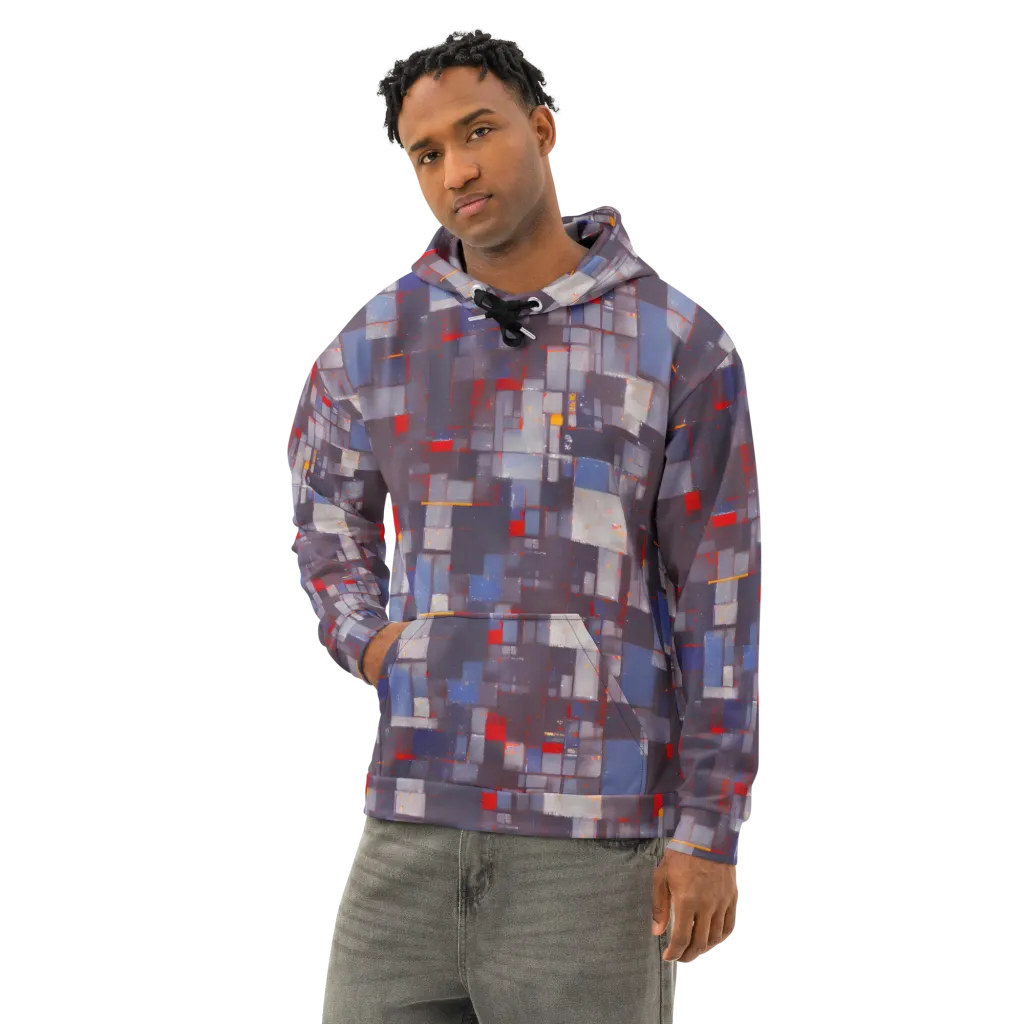 Cubist Rhythm on Cotton Hoodie — Left Front