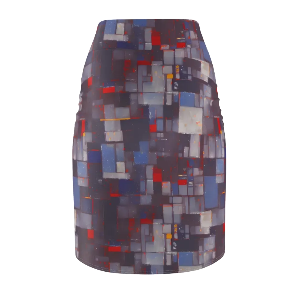 Cubist Rhythm on Pencil Skirt — Back