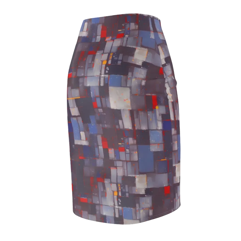 Cubist Rhythm on Pencil Skirt — Back Side
