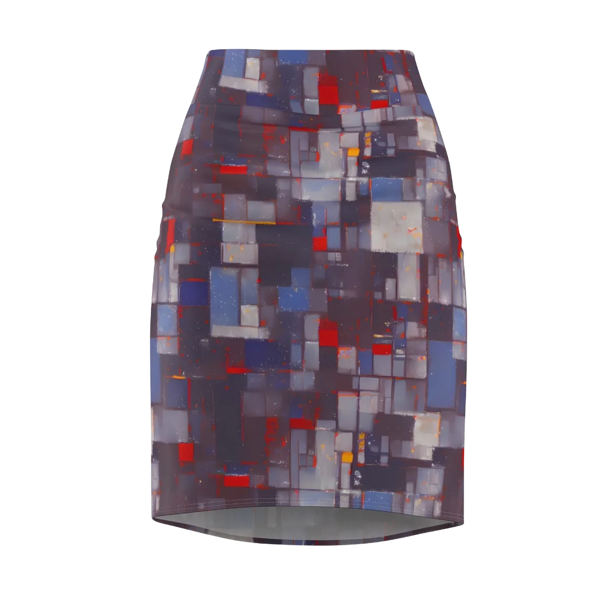 Cubist Rhythm on Pencil Skirt — Front
