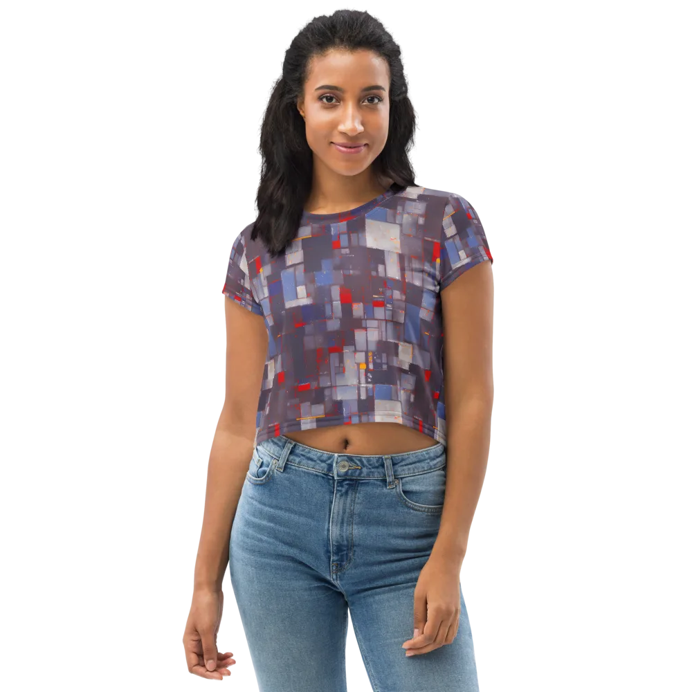 Cubist Rhythm on Crop Tee — Front