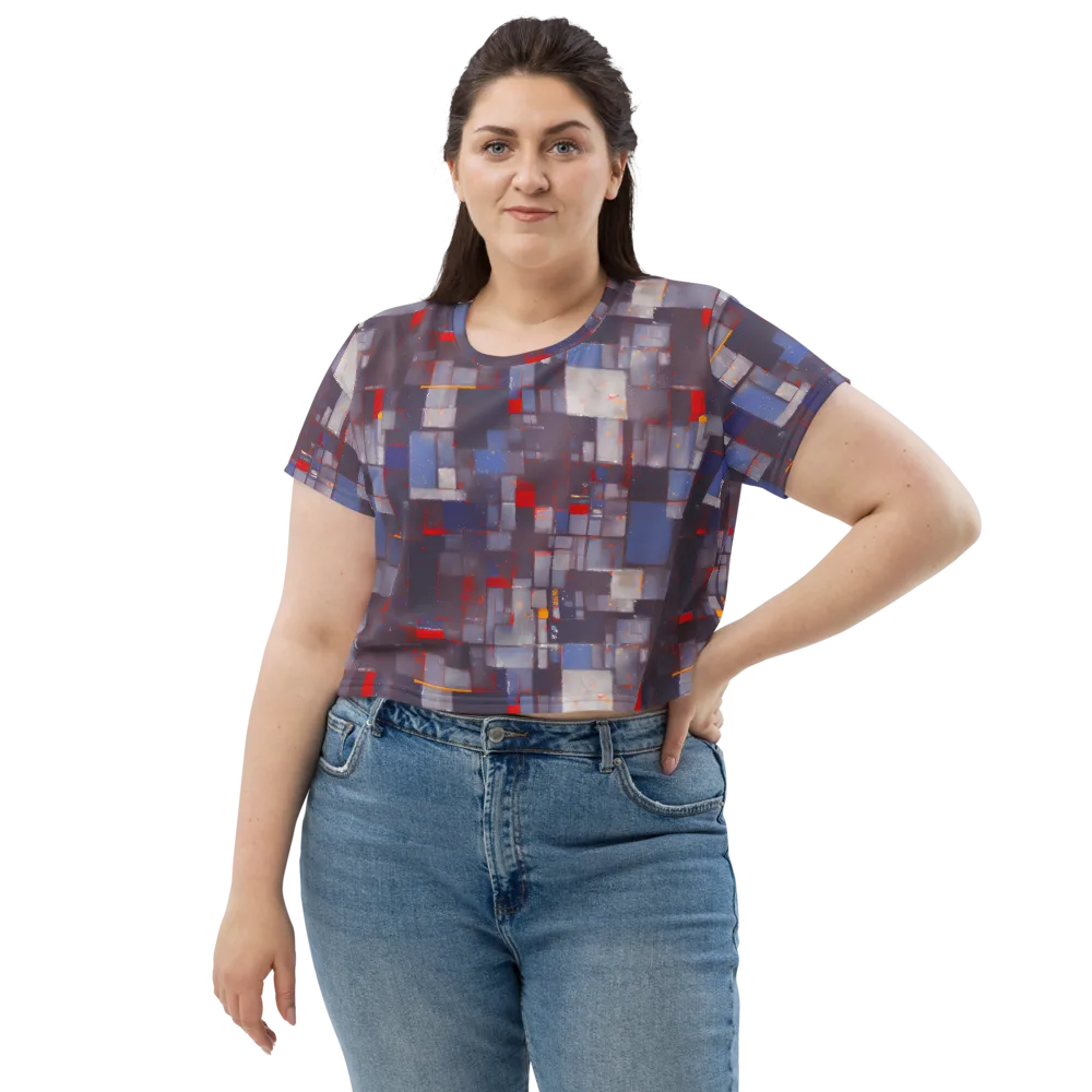Cubist Rhythm on Crop Tee — Front