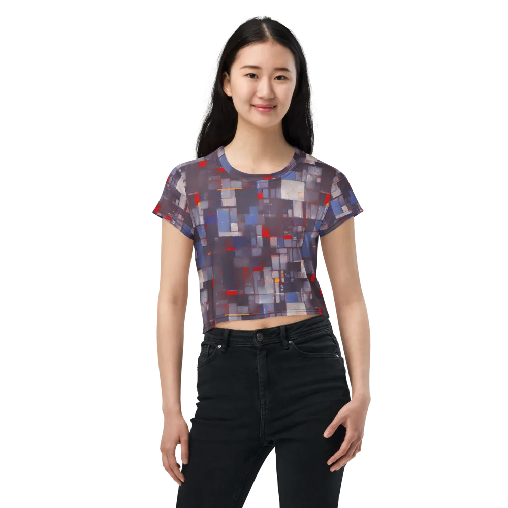 Cubist Rhythm on Crop Tee — Front