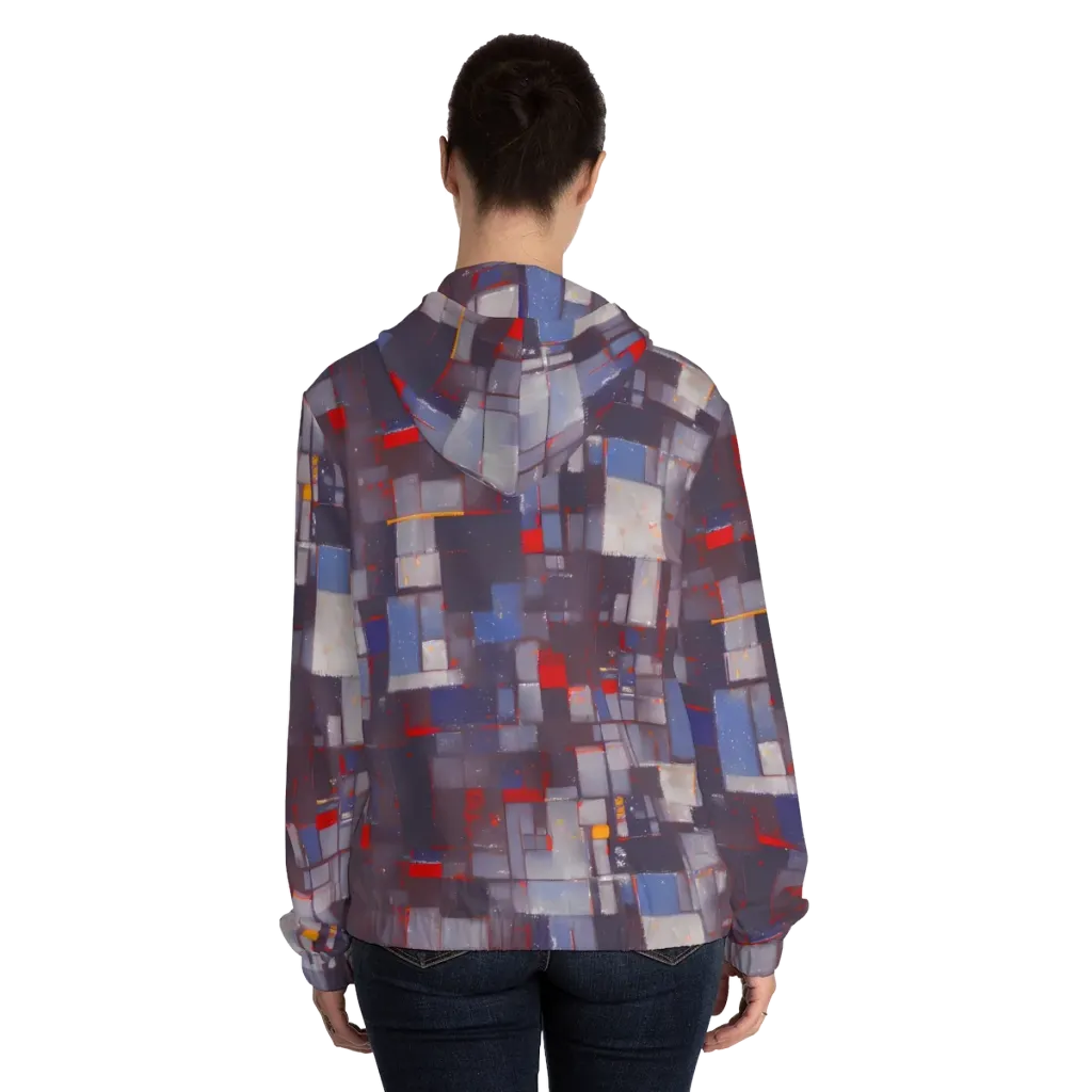 Cubist Rhythm on Women's Full-Zip Hoodie — Back On Person