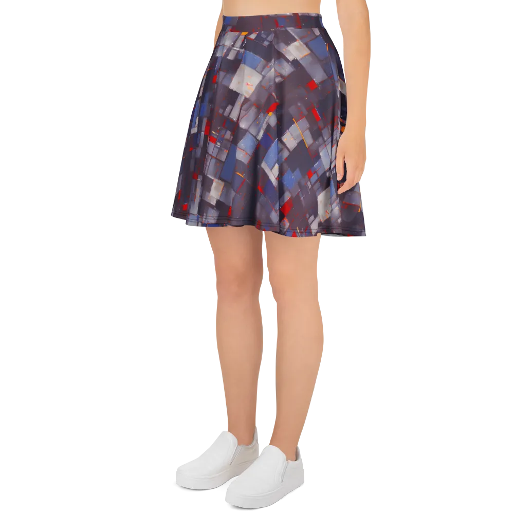 Cubist Rhythm on Skater Skirt — Left