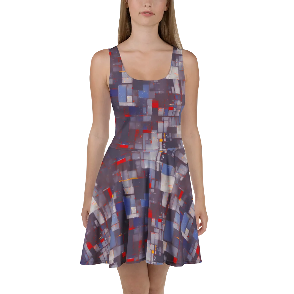 Cubist Rhythm on Skater Dress — Front