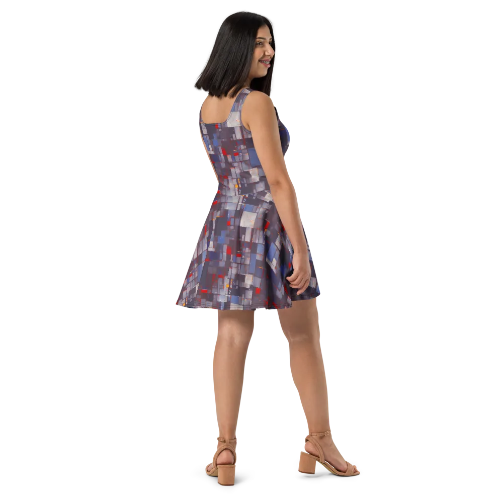Cubist Rhythm on Skater Dress — Right