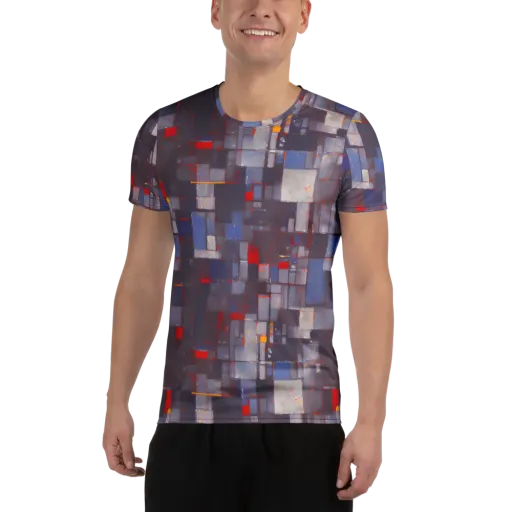 Cubist Rhythm on a Men's Athletic T-Shirt
