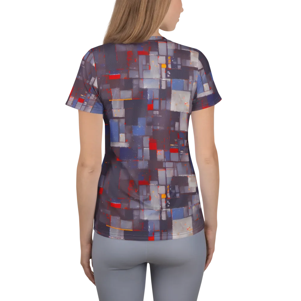 Cubist Rhythm on Women's Athletic T-Shirt — Back