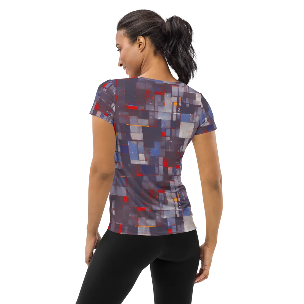Cubist Rhythm on Women's Athletic T-Shirt — Back