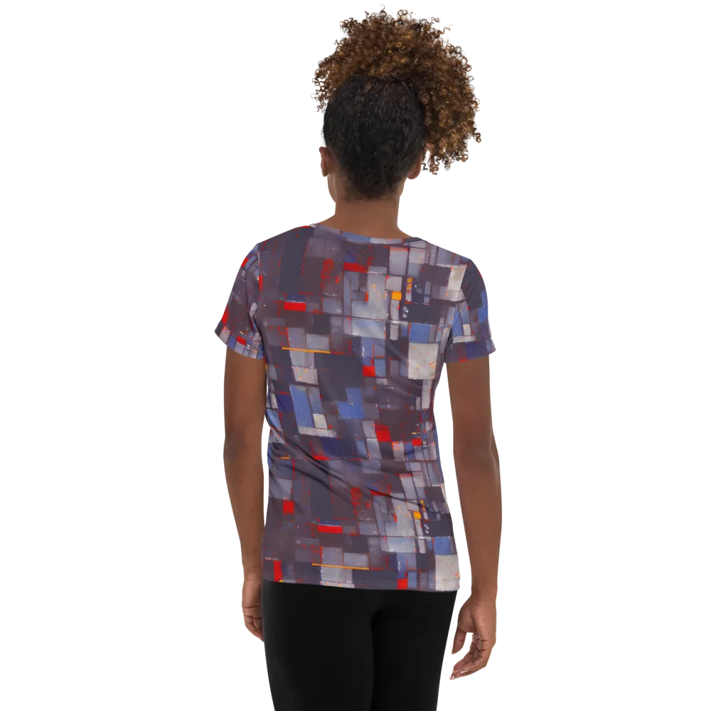 Cubist Rhythm on Women's Athletic T-Shirt — Back