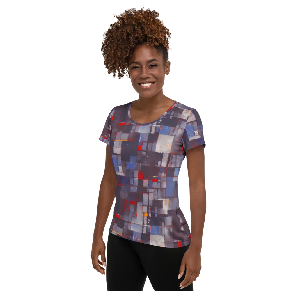 Cubist Rhythm on Women's Athletic T-Shirt — Left