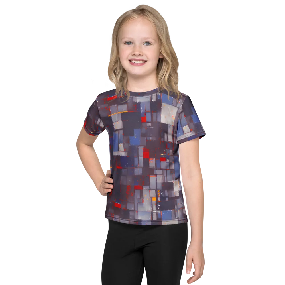 Cubist Rhythm on Kids Crew Neck T-Shirt — Front
