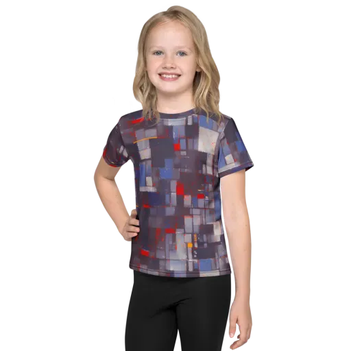 Cubist Rhythm on a Kids Crew Neck T-Shirt