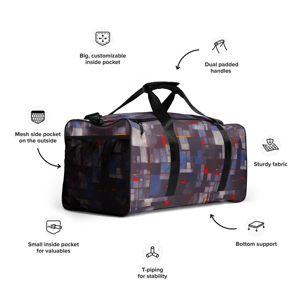 Cubist Rhythm on Duffle Bag — Right Front