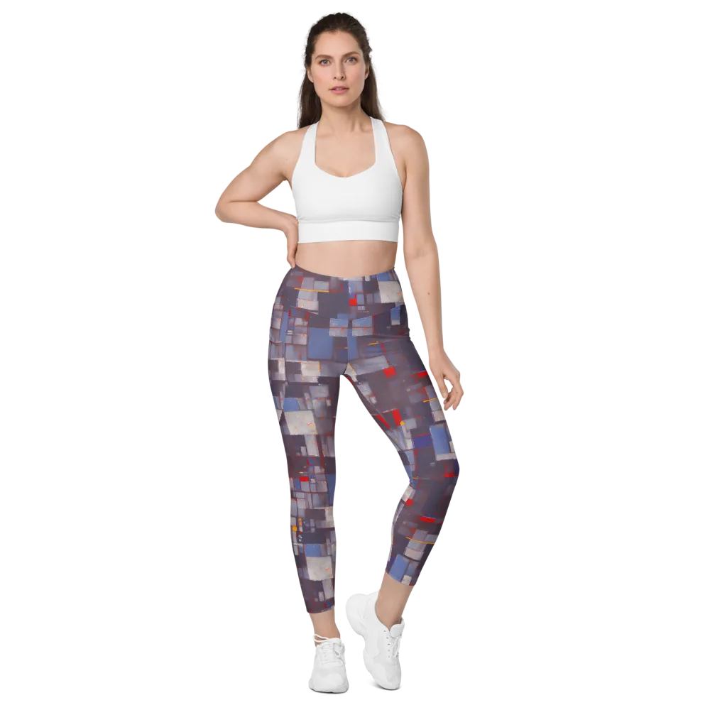 Cubist Rhythm on Leggings with Pockets — Front