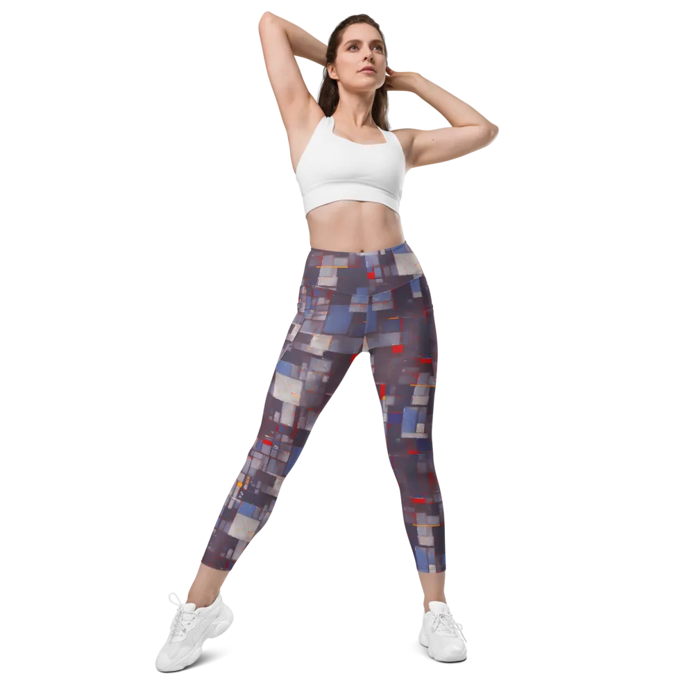 Cubist Rhythm on Leggings with Pockets — Front