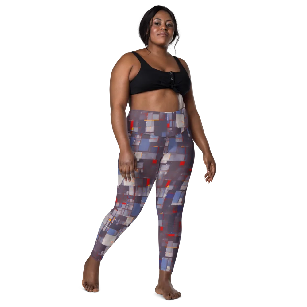 Cubist Rhythm on Leggings with Pockets — Front