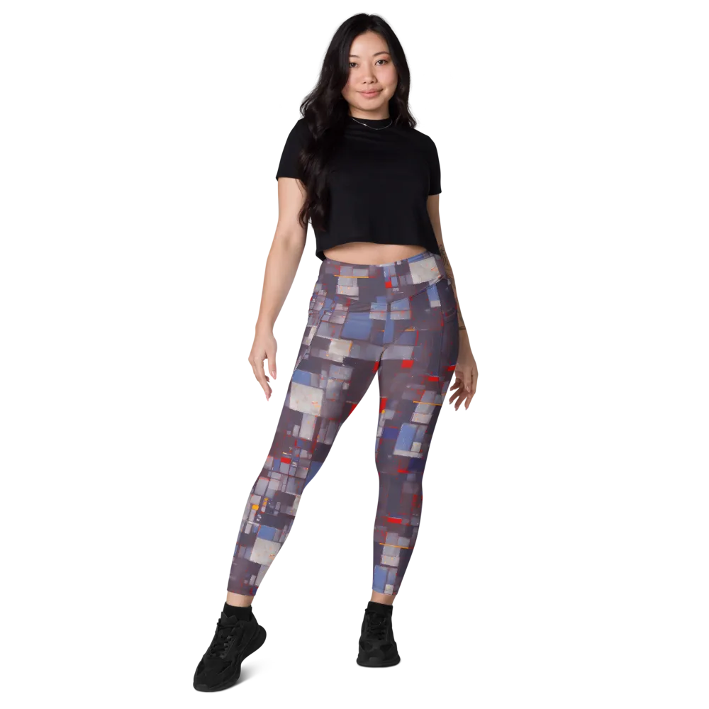 Cubist Rhythm on Leggings with Pockets — Front