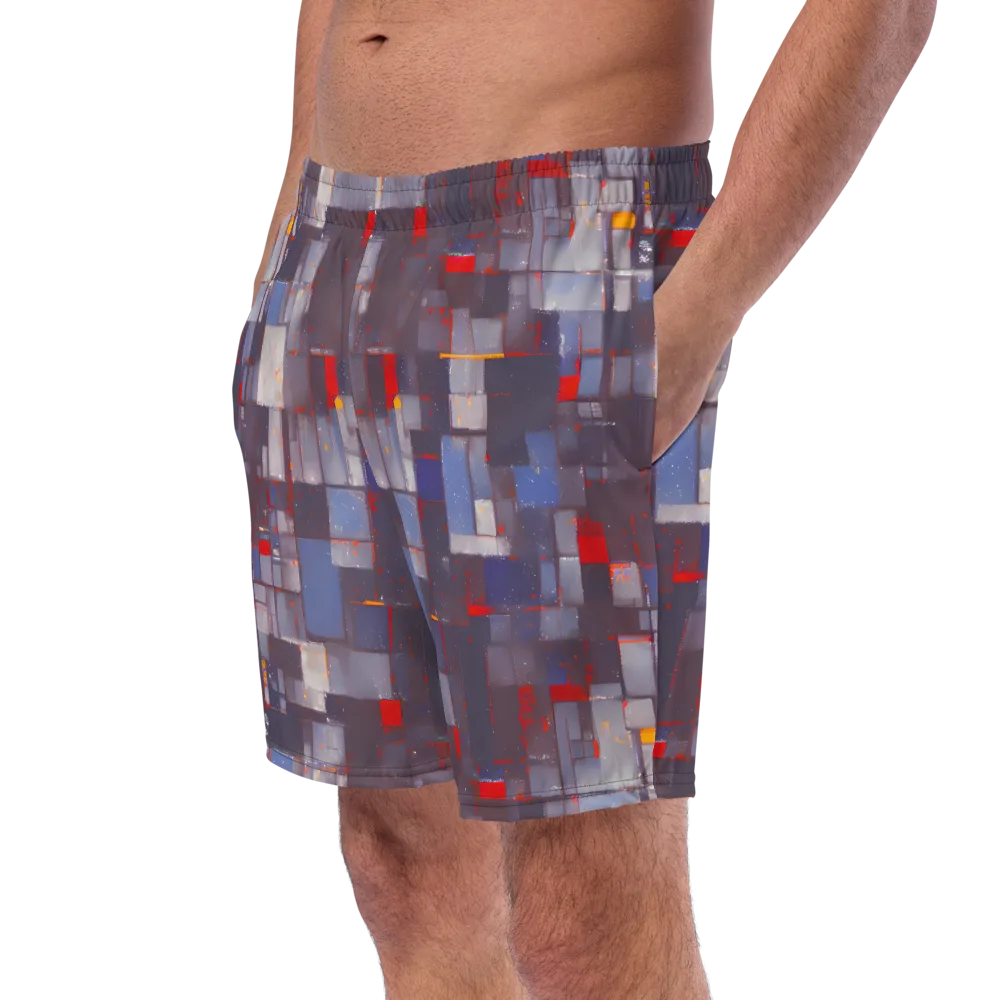 Cubist Rhythm on Swim Trunks — Left Front
