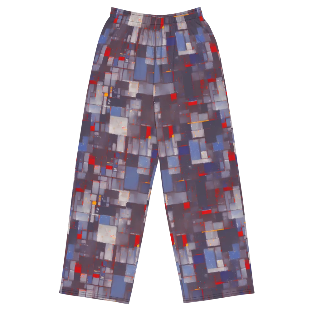 Cubist Rhythm on Wide-Leg Pants — Front