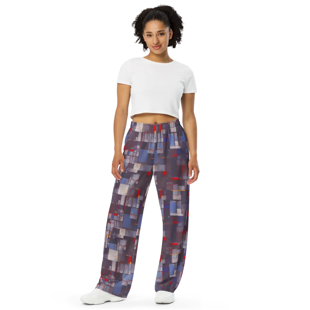 Cubist Rhythm on Wide-Leg Pants — Front
