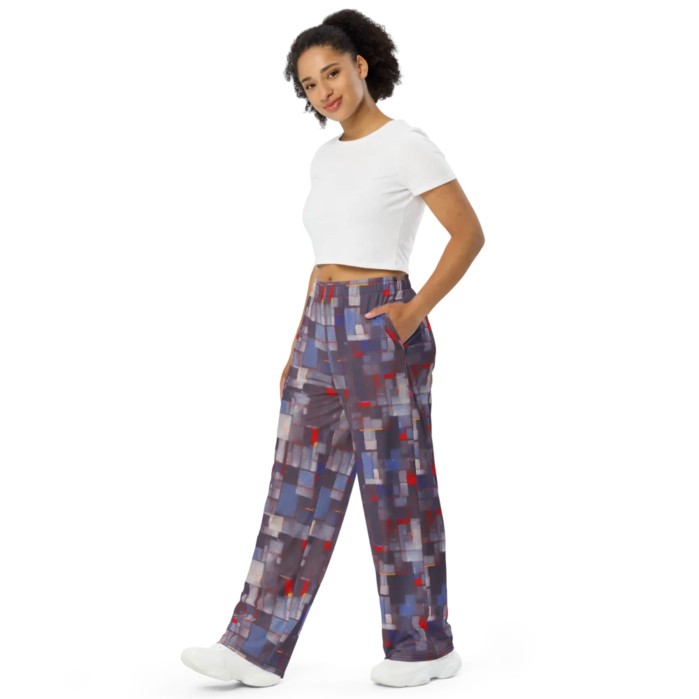 Cubist Rhythm on Wide-Leg Pants — Left Front