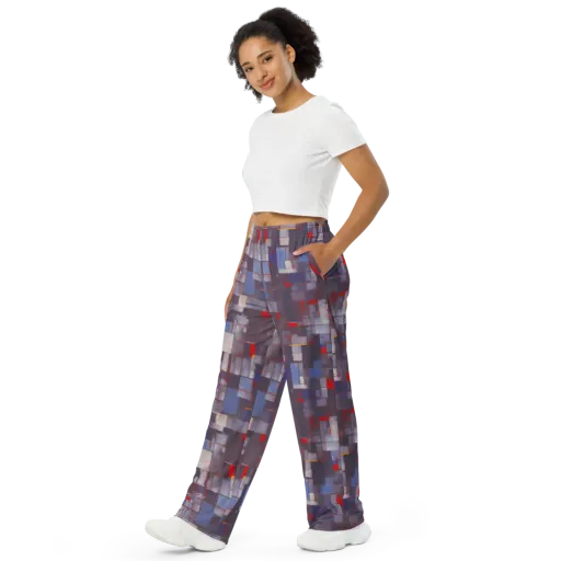Cubist Rhythm on a Wide-Leg Pants