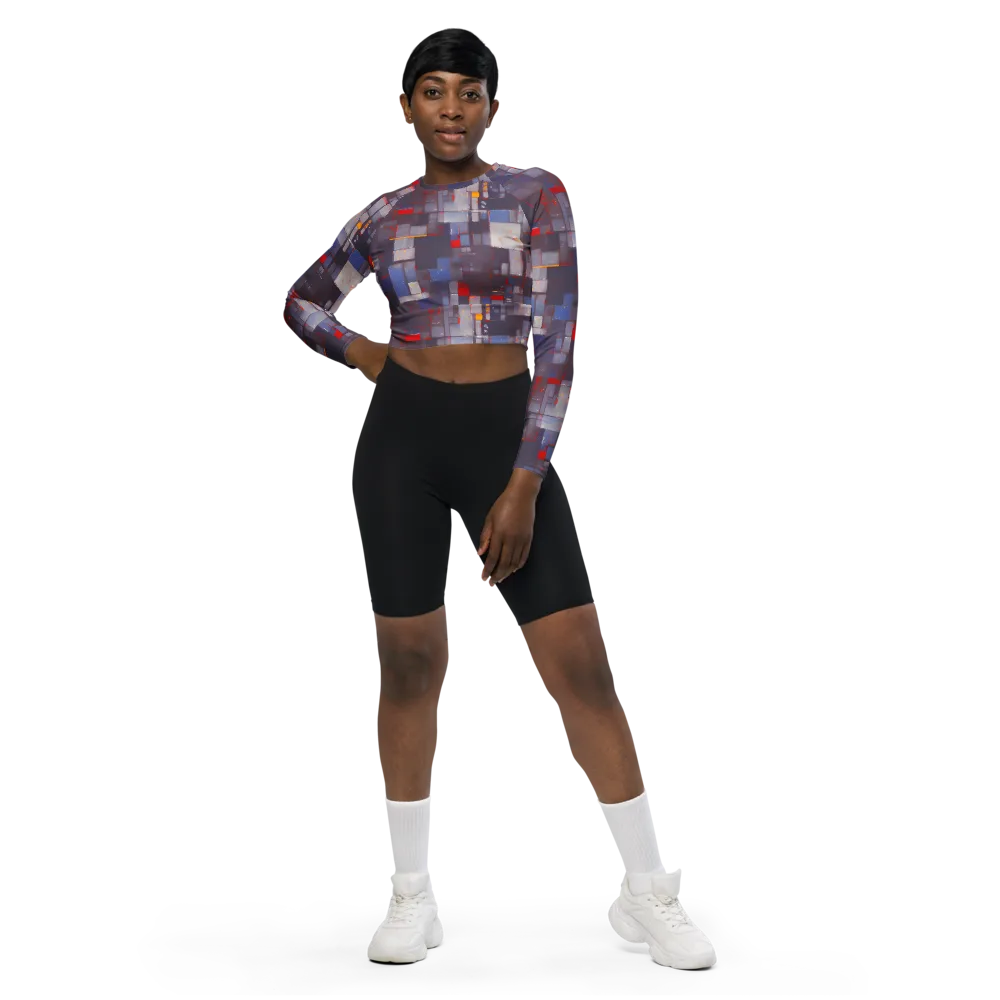 Cubist Rhythm on Long Sleeve Crop Top — Front