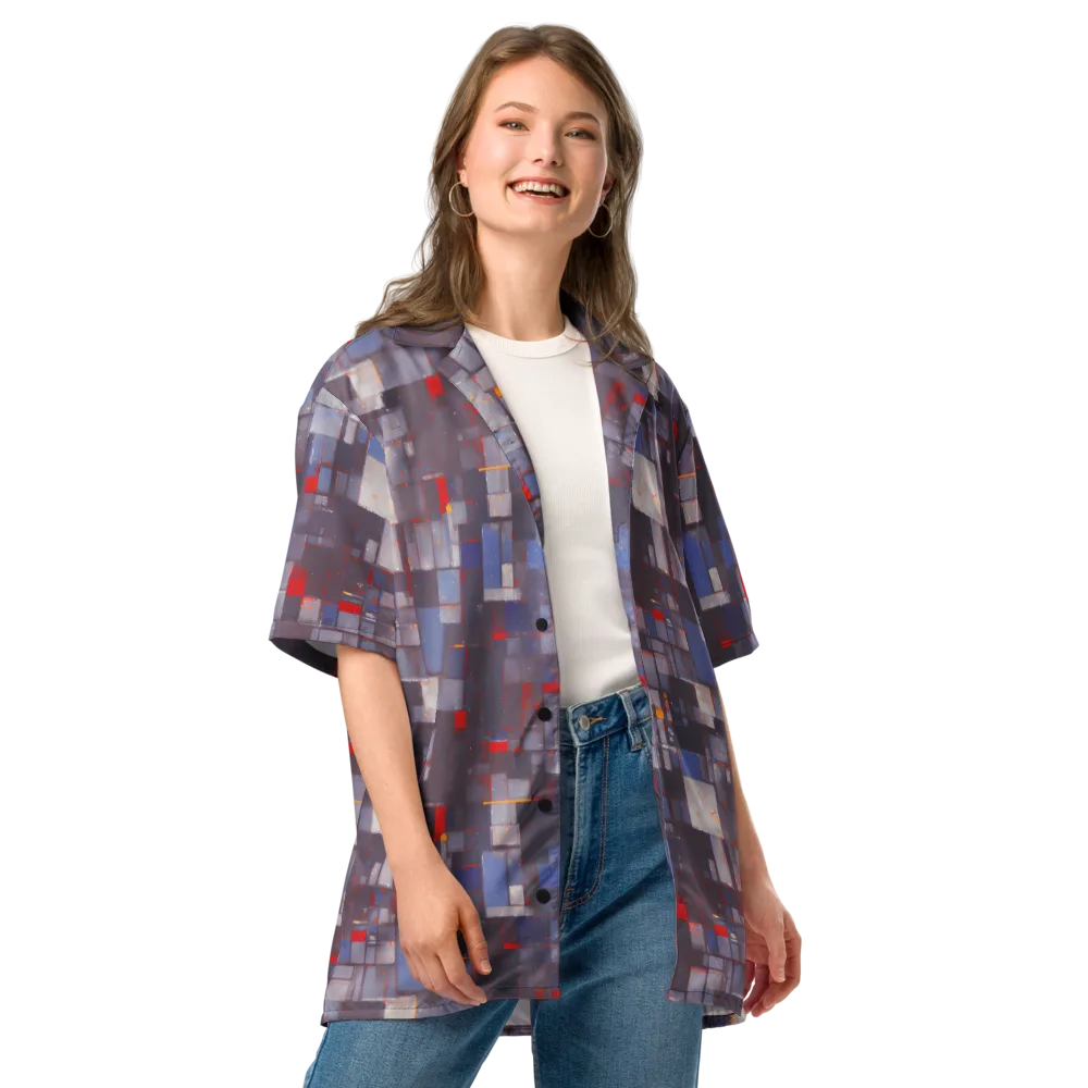 Cubist Rhythm on Button Shirt — Front