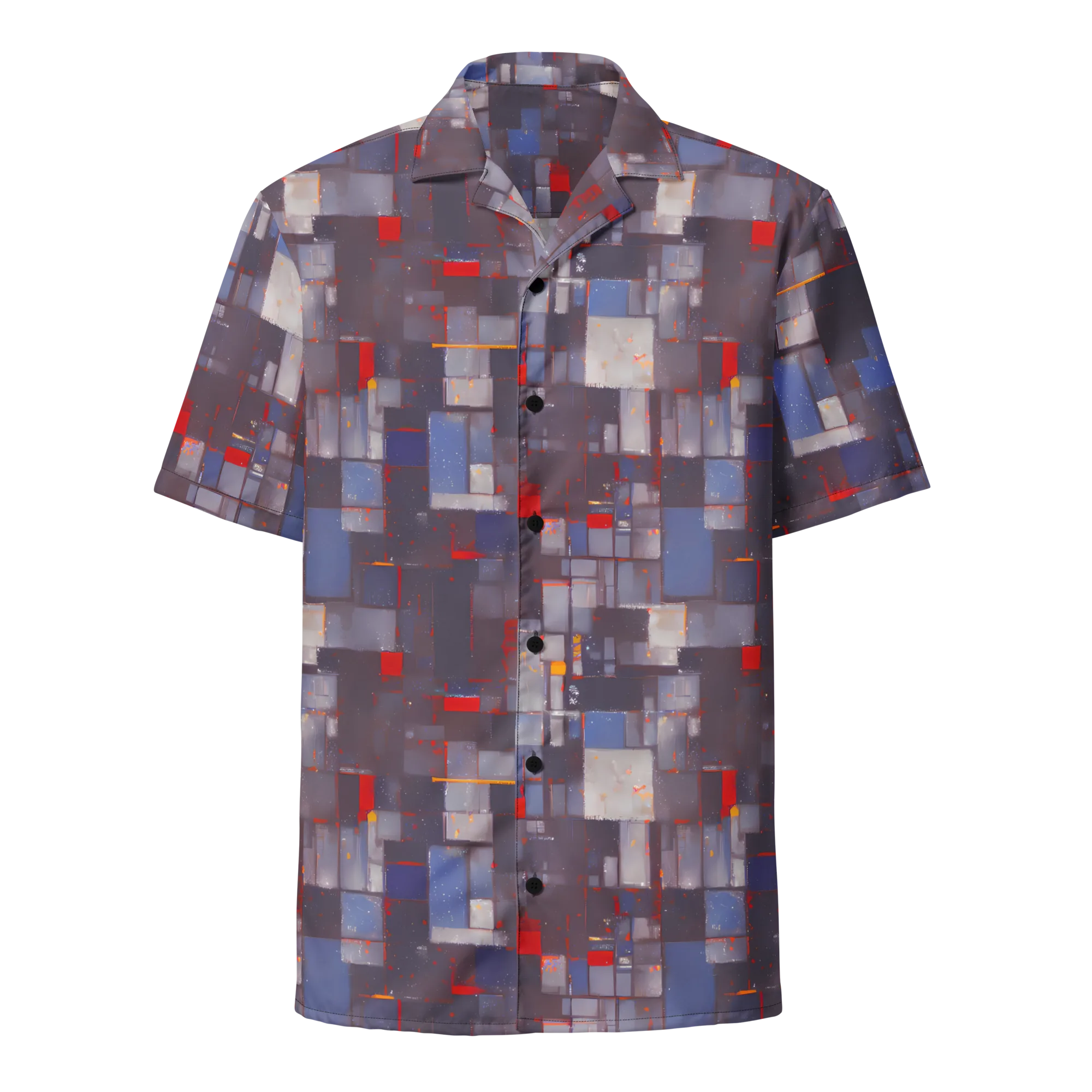 Cubist Rhythm on Button Shirt — Front