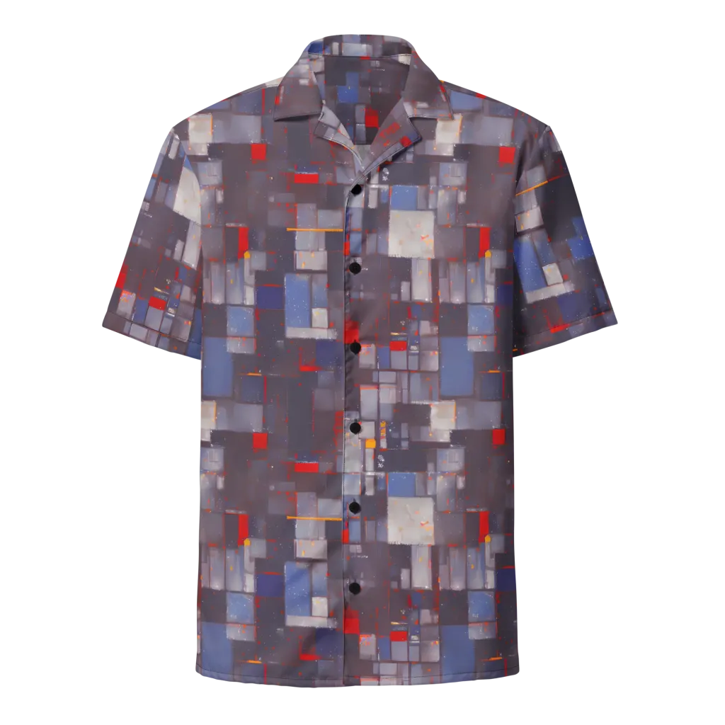 Cubist Rhythm on Button Shirt — Front