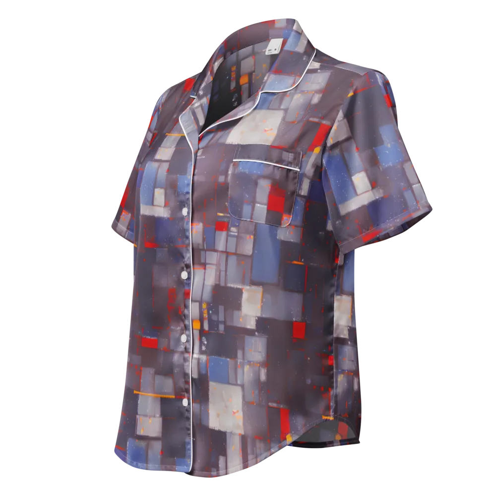 Cubist Rhythm on Women's Short Sleeve Pajama Top — Left Front