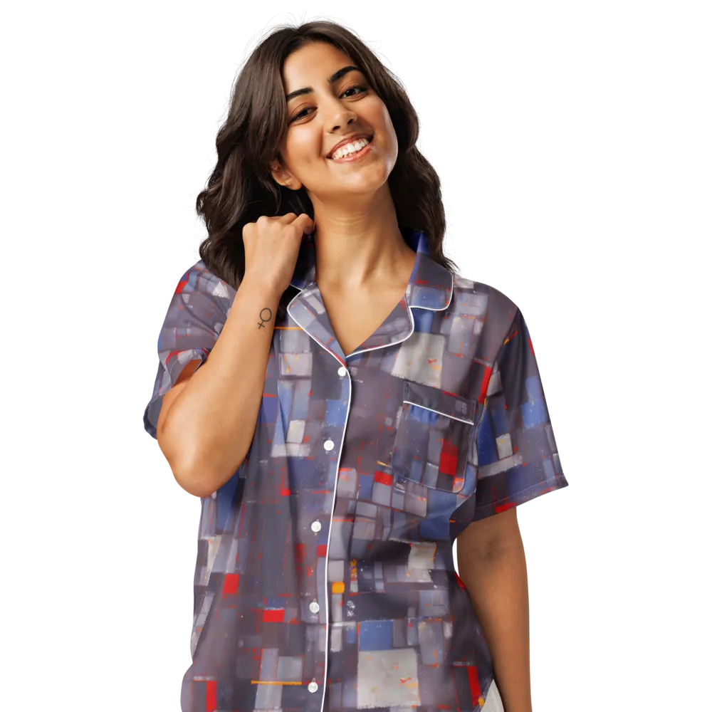 Cubist Rhythm on Women's Short Sleeve Pajama Top — Front