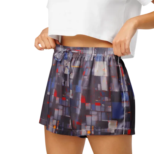 Cubist Rhythm on a Women's Pajama Shorts