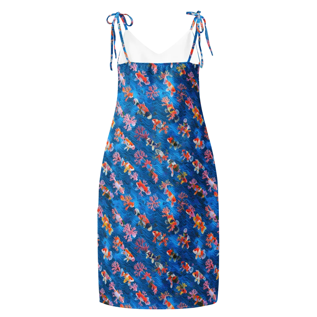 Coral Koi Current on Slip Dress — Back