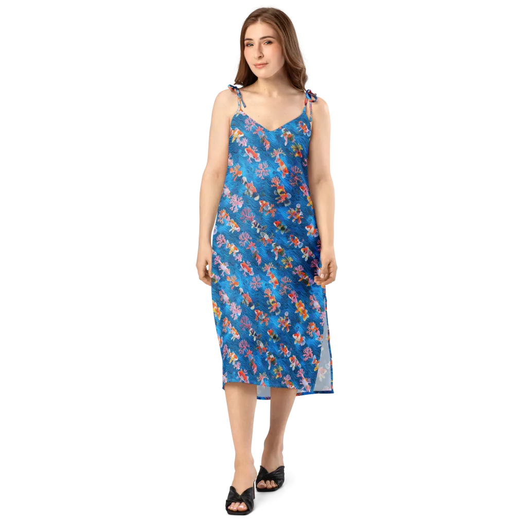 Coral Koi Current on Slip Dress — Front