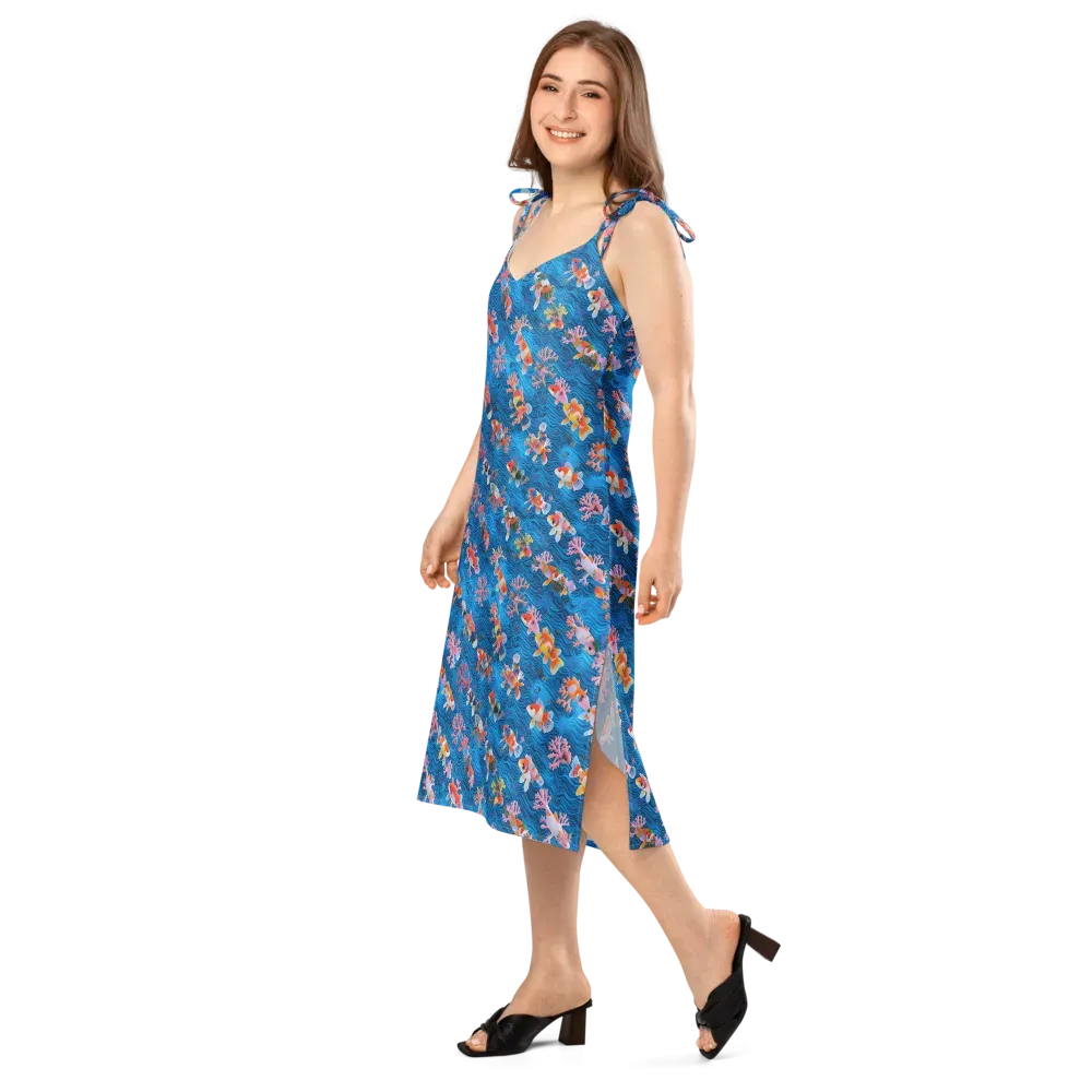 Coral Koi Current on Slip Dress — Left Front