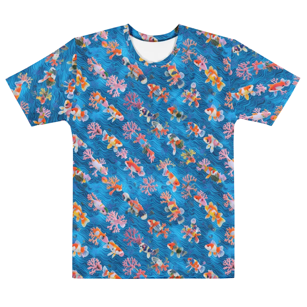 Coral Koi Current on Men's Cotton Crew Neck T-Shirt — Front