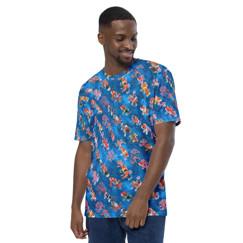 Coral Koi Current on Men's Crew Neck T-Shirt — Left