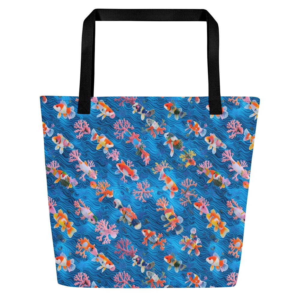 Coral Koi Current on Large Tote Bag W/ Pocket — Front