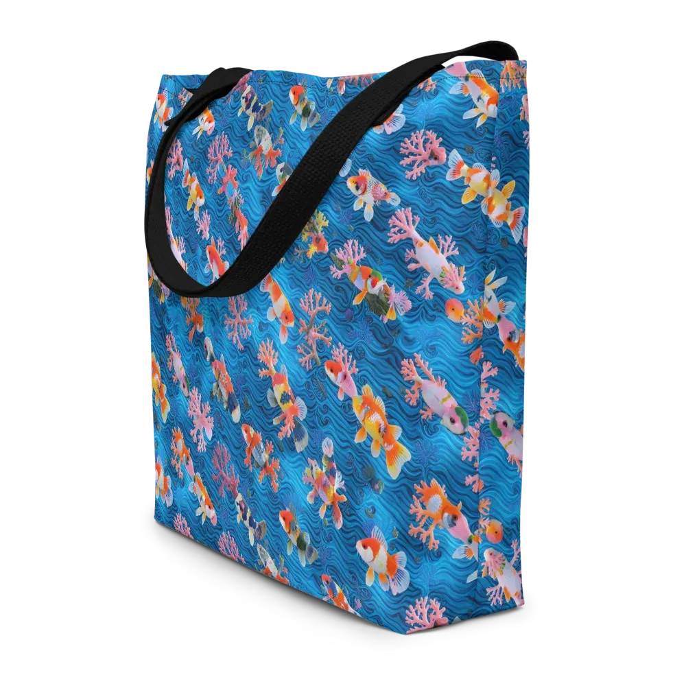 Coral Koi Current on Large Tote Bag W/ Pocket — Front