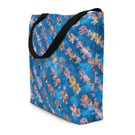 Coral Koi Current on a Large Tote Bag W/ Pocket